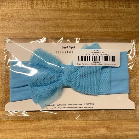 Little Sleepies Blue Tulle Luxe Bow Headband - Picture 1 of 2